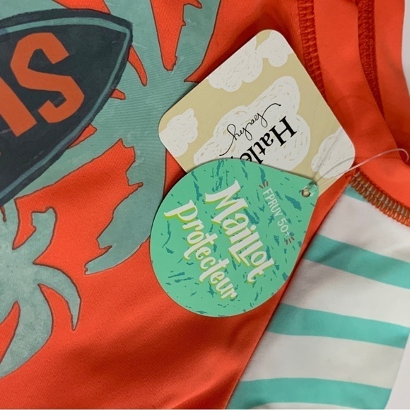 Hatley Rashguard Surfs Up Orange Swim Shirt Size 3-6 Months - Picture 2 of 4